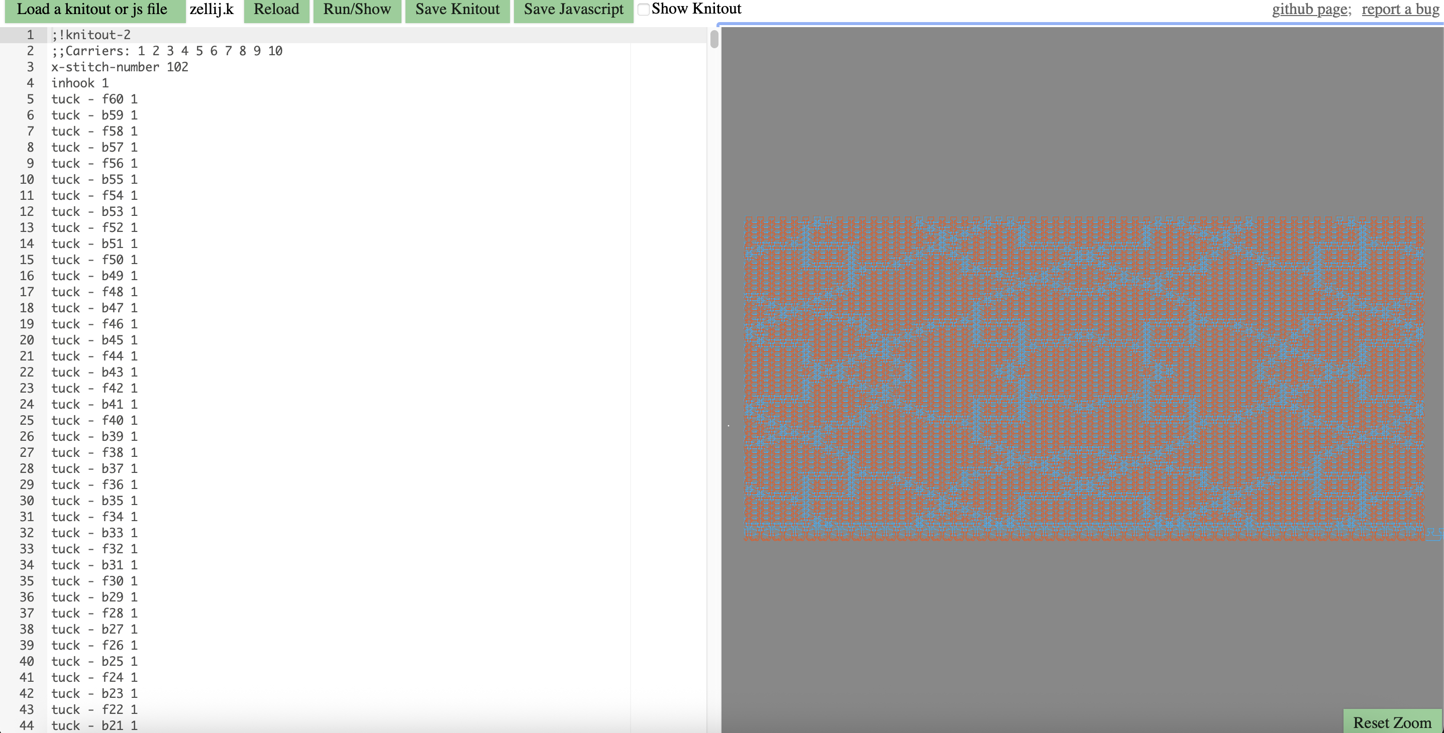 Knitout visualizer preview